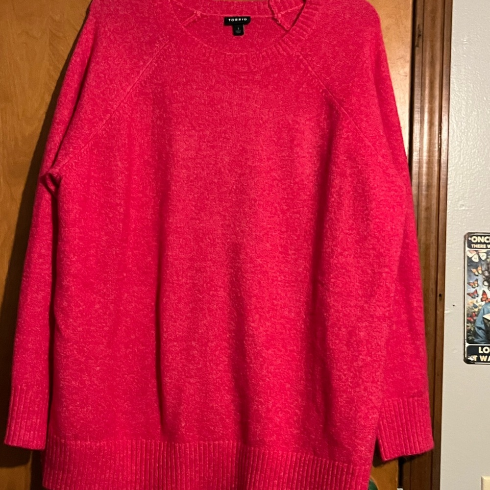 Torrid Bright Pink Crew Neck Sweater